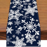 72 X 13 Inch Christmas Table Runner, Navy Blue With White Snowflake Pattern For Winter Holiday Dining Table, Kitchen, Coffee Table, And Xmas Party Decorations