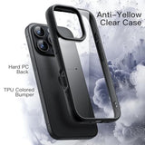 JETech Case for iPhone 16 Pro 6.3-Inch, Shockproof Phone Bumper Cover, Solid Color Matte TPU Frame, Anti-Scratch Clear Back (Black)