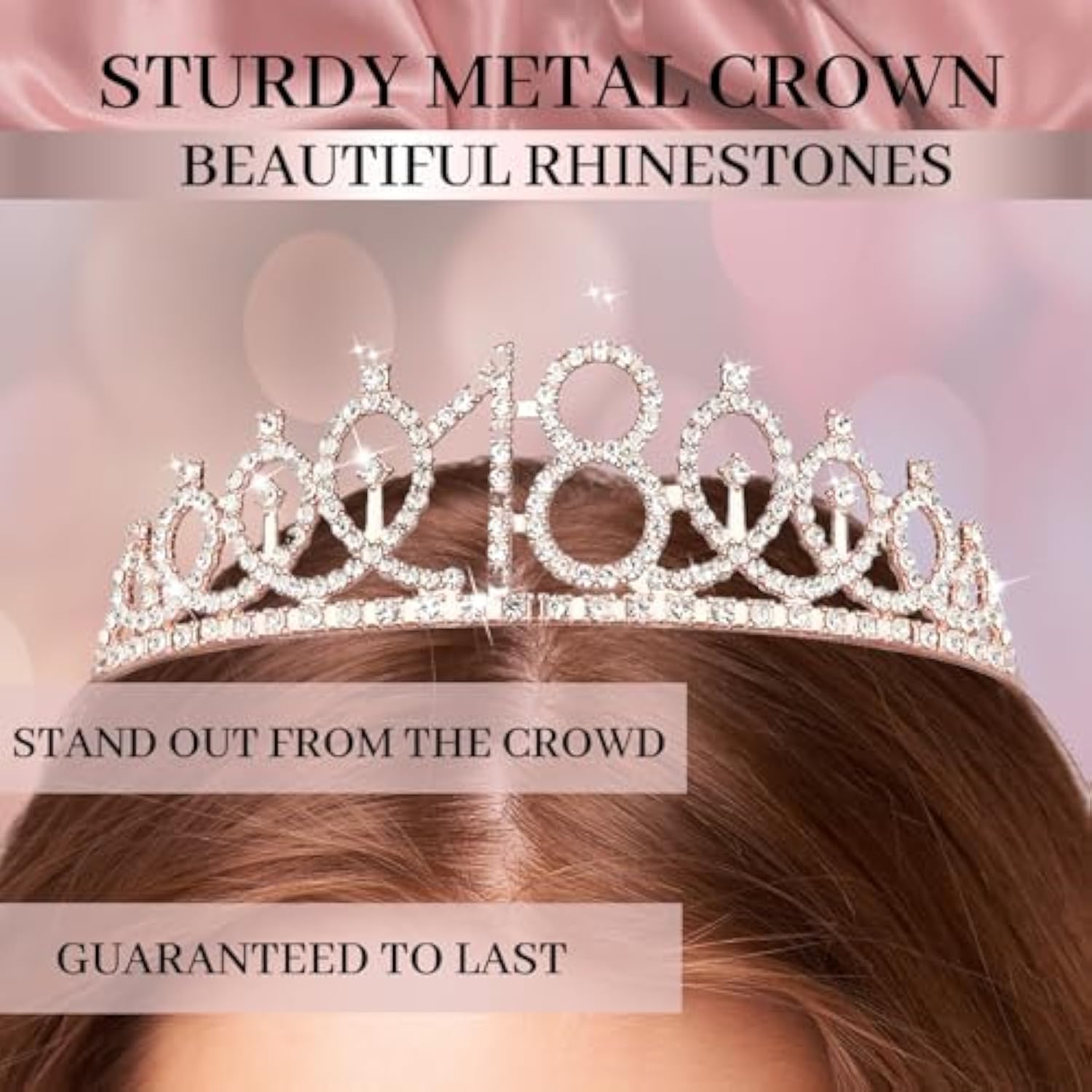 67pcs 18th Birthday Balloon Set with Rose Gold Banner, Tiara, Tablecloth & Cake Toppeer