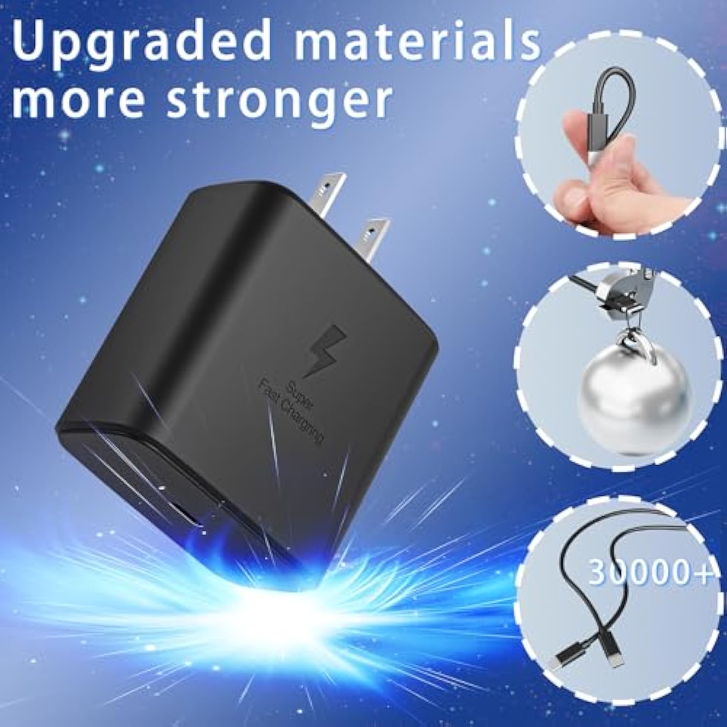 [3 Pack] 45W Super Fast Charger Usb C Replacement For Samsung Phone Charger 45 Watt Usb-C Charger,Type C Chargers Fast Charging For Galaxy S25 Ultra/S25/S24 Ultra/S24/S23/S22 Ultra,Tab S7/S8,6Ft Cable