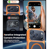Magnetic For Iphone 17 Pro Max Case With Integrated Camera Protection, [Seamless Work With Magsafe] [Military Grade Shockproof] [Covered Camera Control Button] Case For Iphone 17 Pro Max 6.9'', Orange