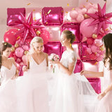 149pcs Pink Gold Balloon Arch Kit with 25 Hot Pink Foil Backdrop Balloons