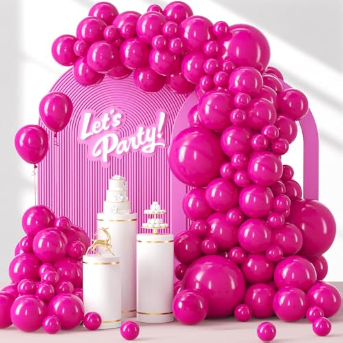 120pcs Hot Pink Balloon Garland Kit for Engagement, Bridal, Bachelorette & Tropical Parties