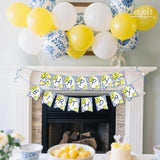 Lemon Happy Birthday Banner Blue Girls Birthday Flag Summer Theme Party Signs Baby Shower Decorations Supplies For Women 13 Pcs