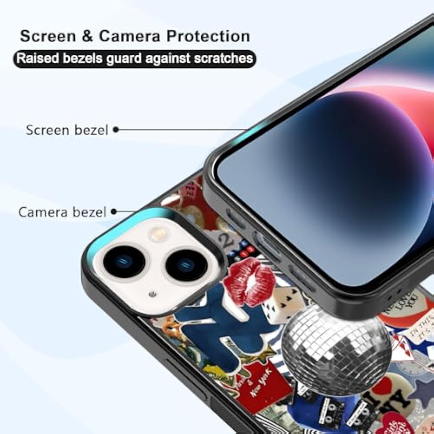 Cute Trendy New York Coquette Collage Aesthetic Phone Case For Iphone 14 & Iphone 13 Case For Teen Girls Women Kids Girls - 6.1Inch