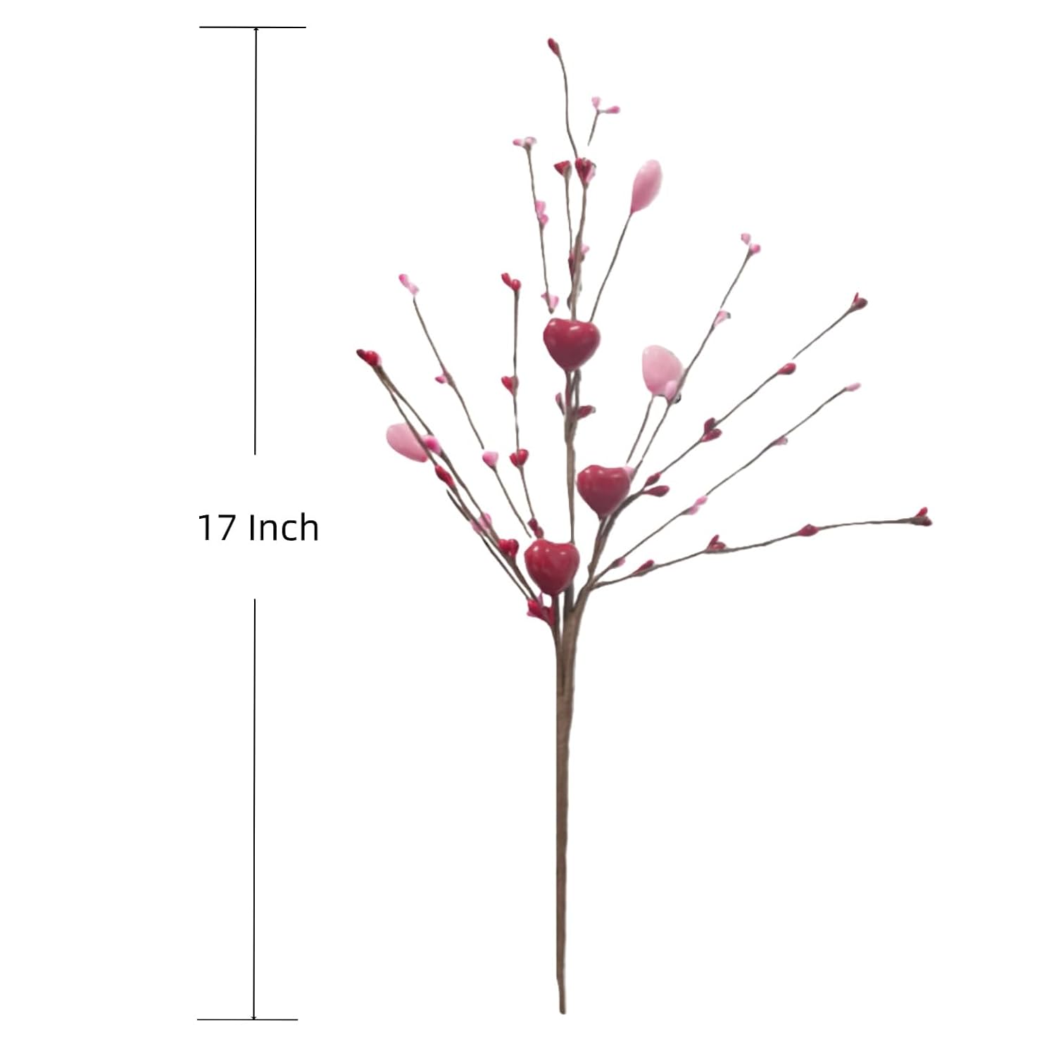 Valentine'S Day Decoration 6 Pcs 17-Inch Valentine'S Day Picks With Artificial Pink Red Heart Berry Branches For Wedding Anniversary Party And Table Centerpieces