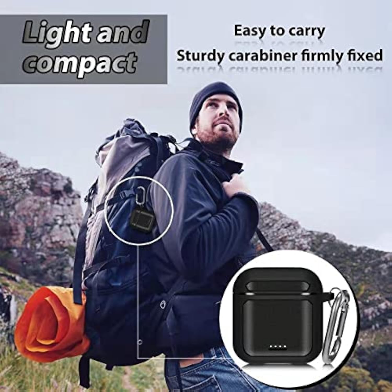 Upgraded Shockproof Tozo T6 Case Cover with Metal Carabiner, Compatible with Tozo T6, Black