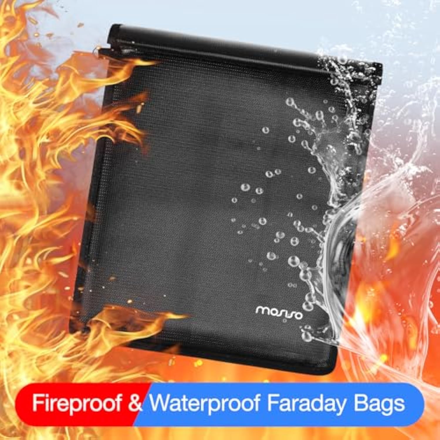MOSISO 4 Pack Faraday Bag Sleeve for Laptops&Tablets&Phones&Car Keys, Faraday Cage Key Fob Protector, Anti-Theft&Anti-Tracking&Fireproof&Waterproof RFID Signal Blocker Pouch, Black
