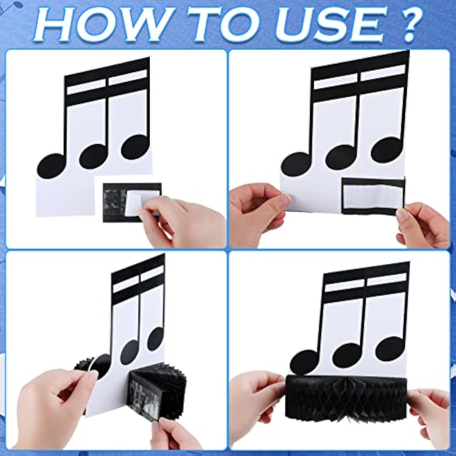 8-Pack Music Note Honeycomb Centerpieces for Musical Party & Birthday Decor