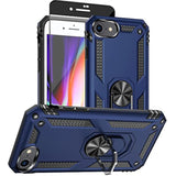 For Iphone Se Case 2022/2020/3Rd/2Rd: Iphone 8/7 Case With Hd Screen Protector, [Military Grade 16Ft. Drop Tested] Ring Shockproof Protective Phone Case For Iphone 8/7,Blue