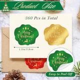 360 Pcs Christmas Stickers For Envelope Sealing Gold Foil Embossed Merry Christmas Labels Stickers For Crafts Gifts Present Packaging Cards Making Invitation Envelope Seal Xmas Holiday Party Decor