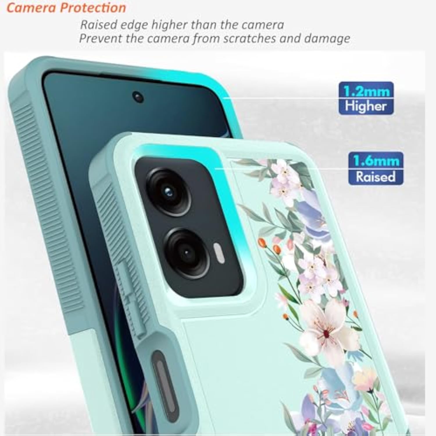 Mint Green/Magnolia Motorola Moto G 5G 2024 Phone Case with Floral Design