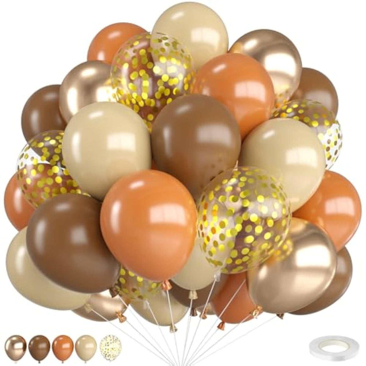 12 Inch Fall Balloons Brown Orange Nude Gold Confetti for Autumn Thanksgiving Party Decor