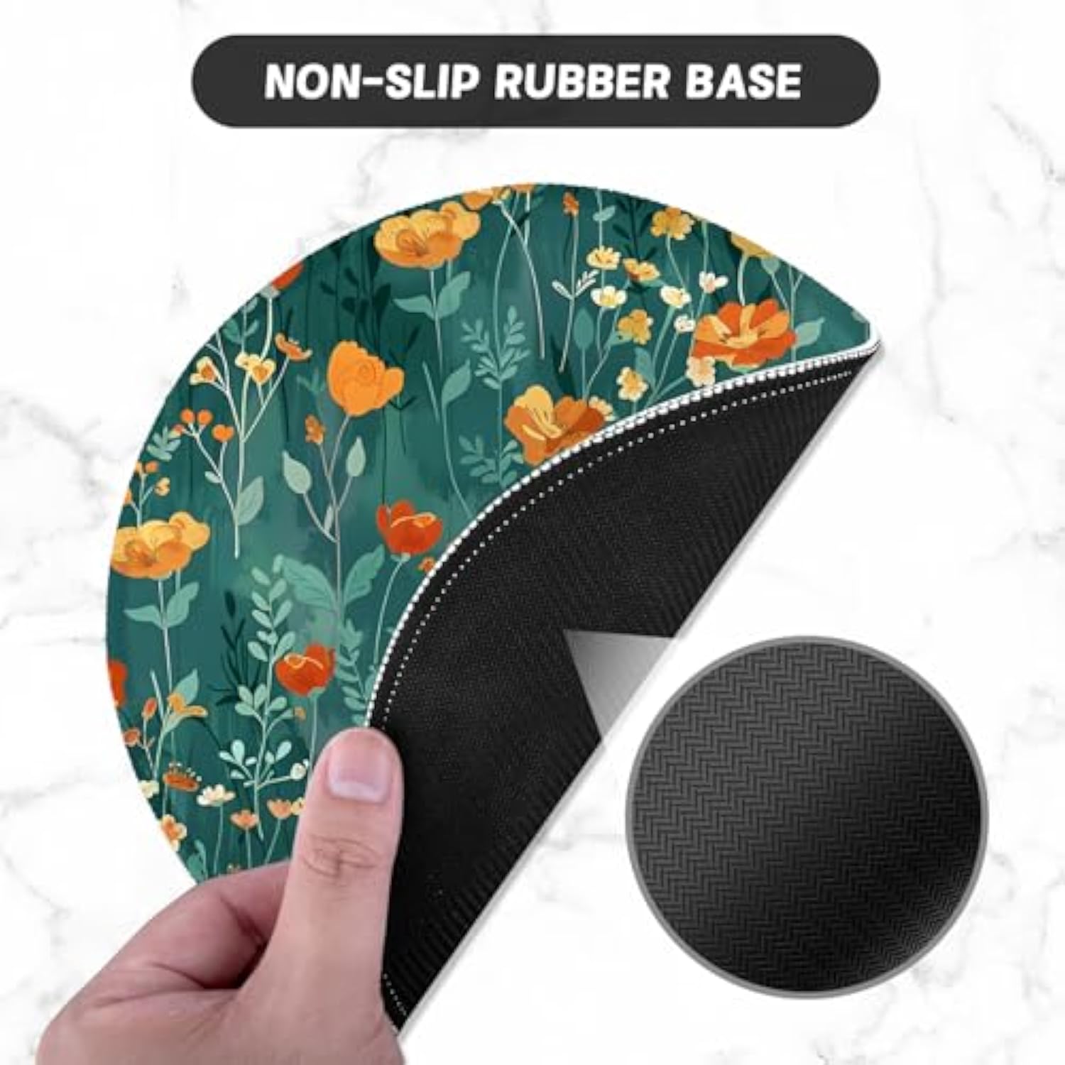Round Mouse Pad With Stitched Edge Premium-Textured Waterproof Non-Slip Rubber Base Desktop Protection Mat Diameter 8.7 Inches, Beautiful Flowers