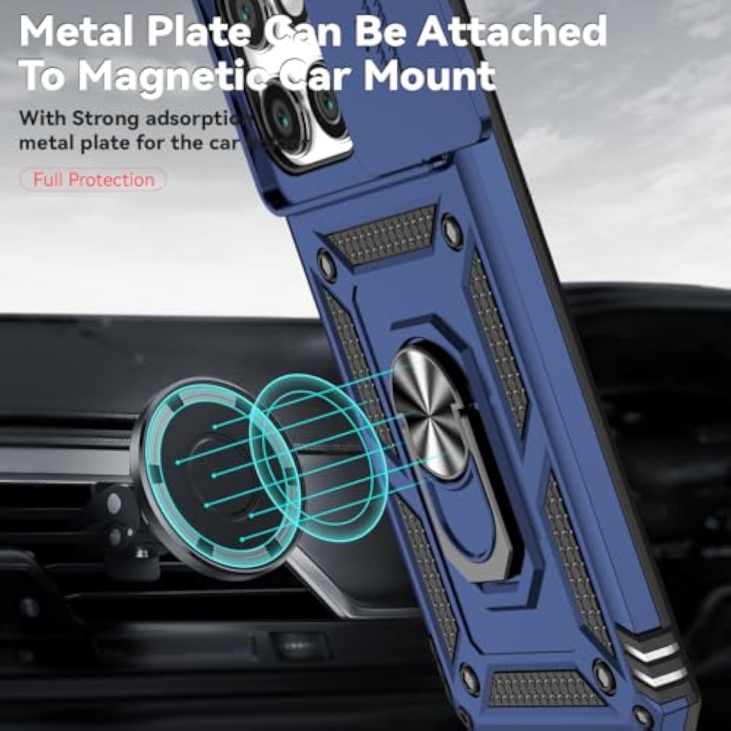 Motorola Edge 2025 Case with Screen Protectors and Camera Cover, Military Grade 16ft Drop Tested Cover with Magnetic Kickstand Protective Case for Moto Edge 2025, Blue