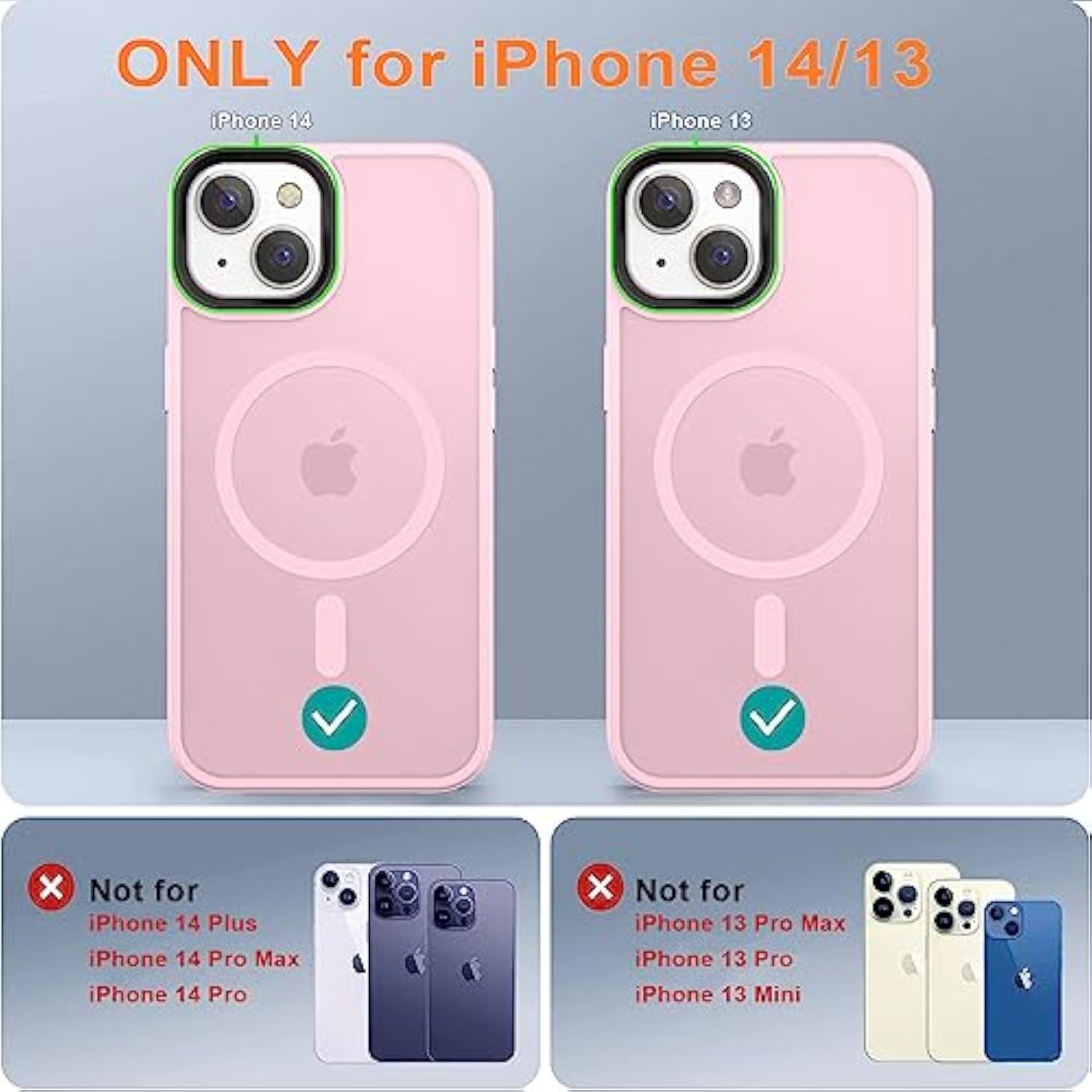 Compatible With Iphone 14/13 Case [Compatible With Magsafe & -Grade Protection] Slim Magnetic Translucent Matte Phone Case For Iphone 13/14 6.1'', Pink