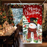 Christmas Door Cover Red Snowman Banner Merry Christmas Door Decorations Winter Snowman Xmas Party Supplies