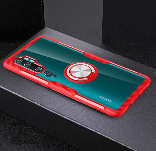Clear Case for Xiaomi Mi Note 10/Mi Note 10 Pro with Ring Holder, Slim Fit Transparent Hard PC Cover Xiaomi Mi Note 10 Pro Case with Metal Plate for
