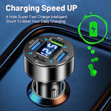 4-Port Fast Car Charger With Plug Outlet, Led Voltmeter, Pd3.1, Super Port - Universal Cigarette Lighter Usb Accessory Compatible With Iphone & Android (Pd/Super)