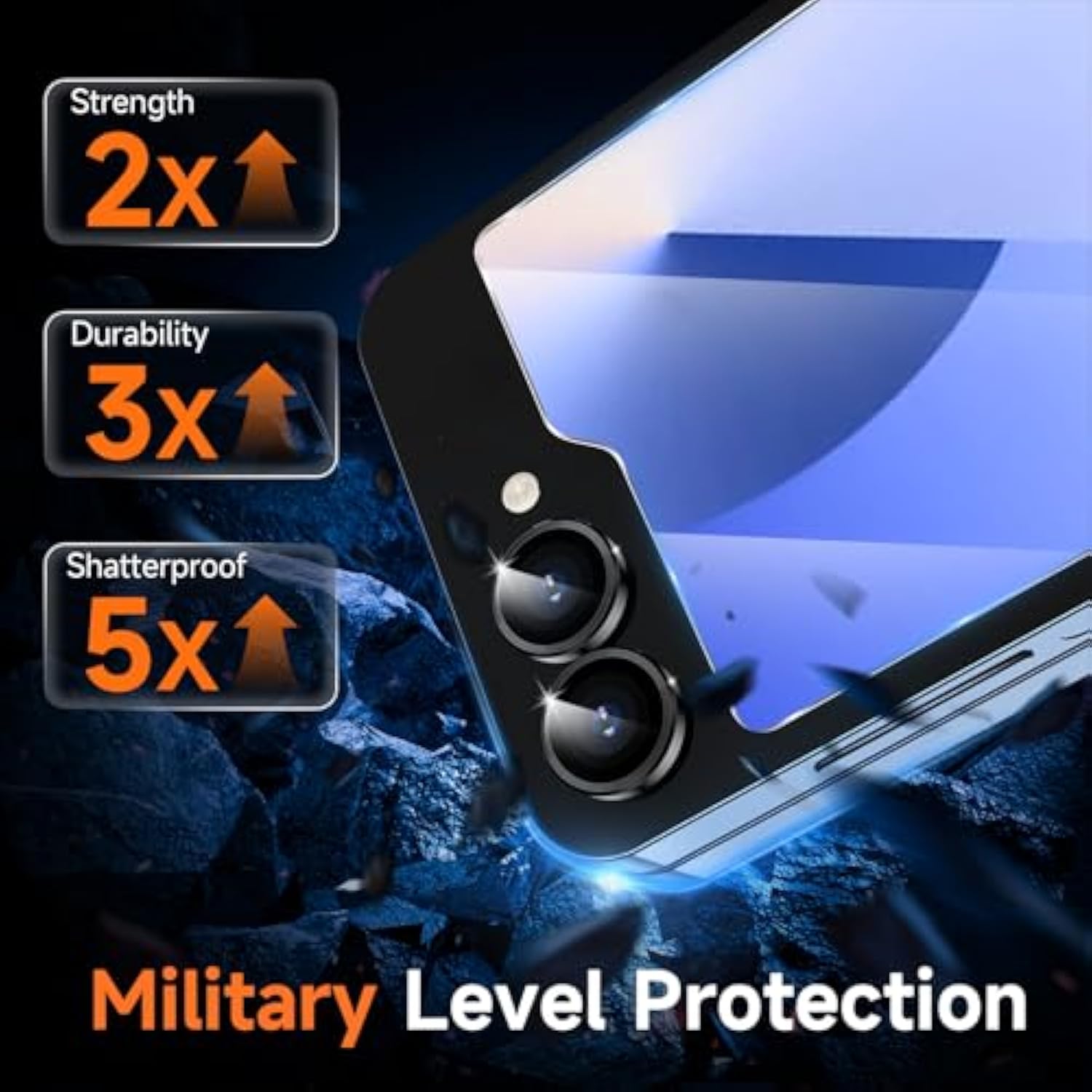 Ez Alignment For Samsung Galaxy Z Flip 6 Screen Protector, [Strengthen Crease Test] 3Pcs Inner Soft Epu Film+2Pcs Front Display Tempered Glass+1 Set Camera Lens Protector, Anti Scratch