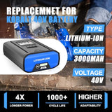 Kb2540C-06 40V 3.0Ah Replacement For Kobalt 40V Battery, Compatible With Kobalt Lithium Ion Battery Kb440-03 Kb640-03 Kb240-06 Kb640-06 Kb245-06 ?Cordless Power Tool Battery (Real Capacity)