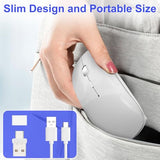 Bluetooth Wireless Laptop Mouse For Macbook Air Ipad Mac, 2.4G Rechargeable Computer Mouse With Jiggler Mode, Silent Optical 2 Mode Bluetooth 5.2/3.0 & 2.4G Usb-A/Type C Portable Mice, Silver