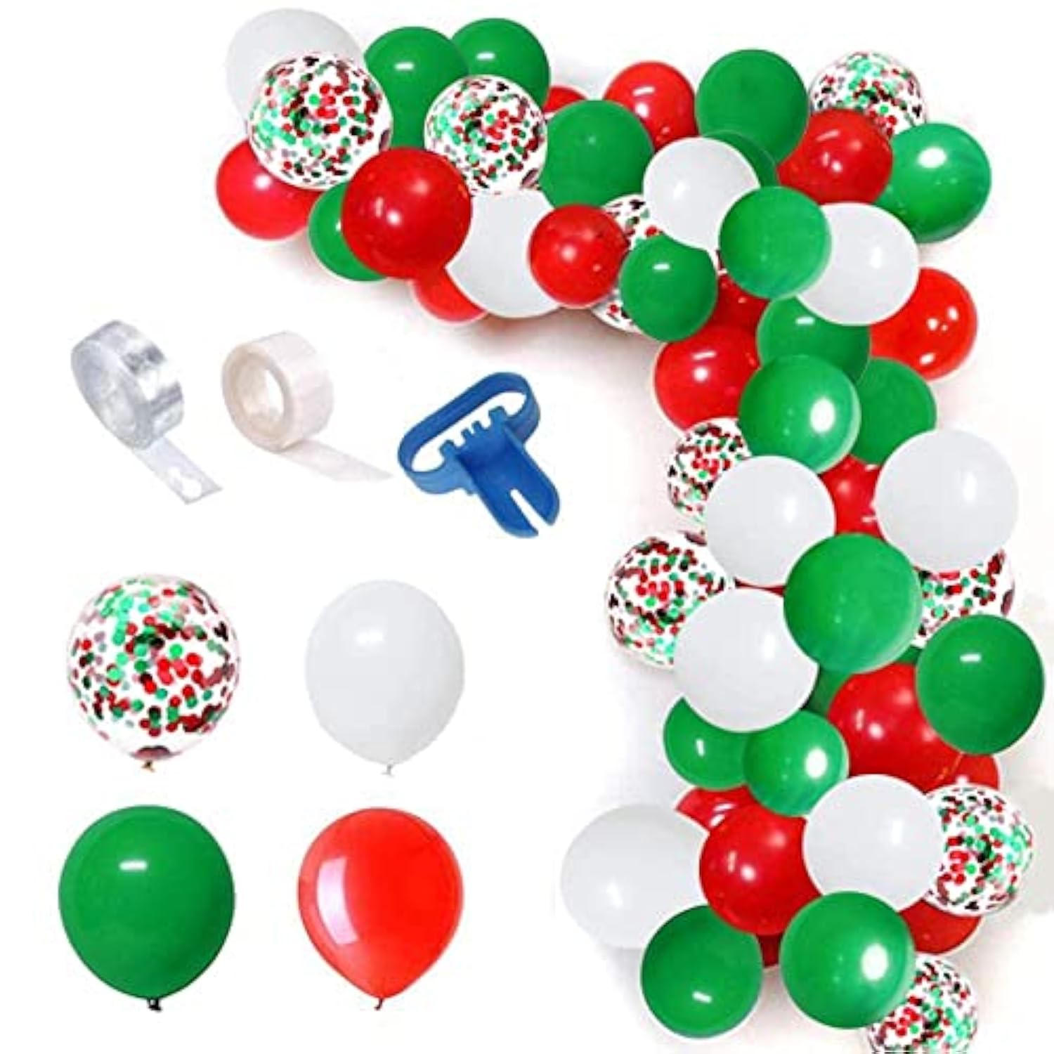 16Ft Christmas Balloon Arch Kit - 12In Green Red White Latex Balloon Garland Diy Party Supplies
