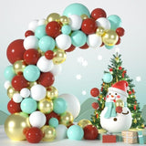 Red, Green & Gold Christmas Balloon Arch Kit Multi-Size Metallic & Confetti Decor