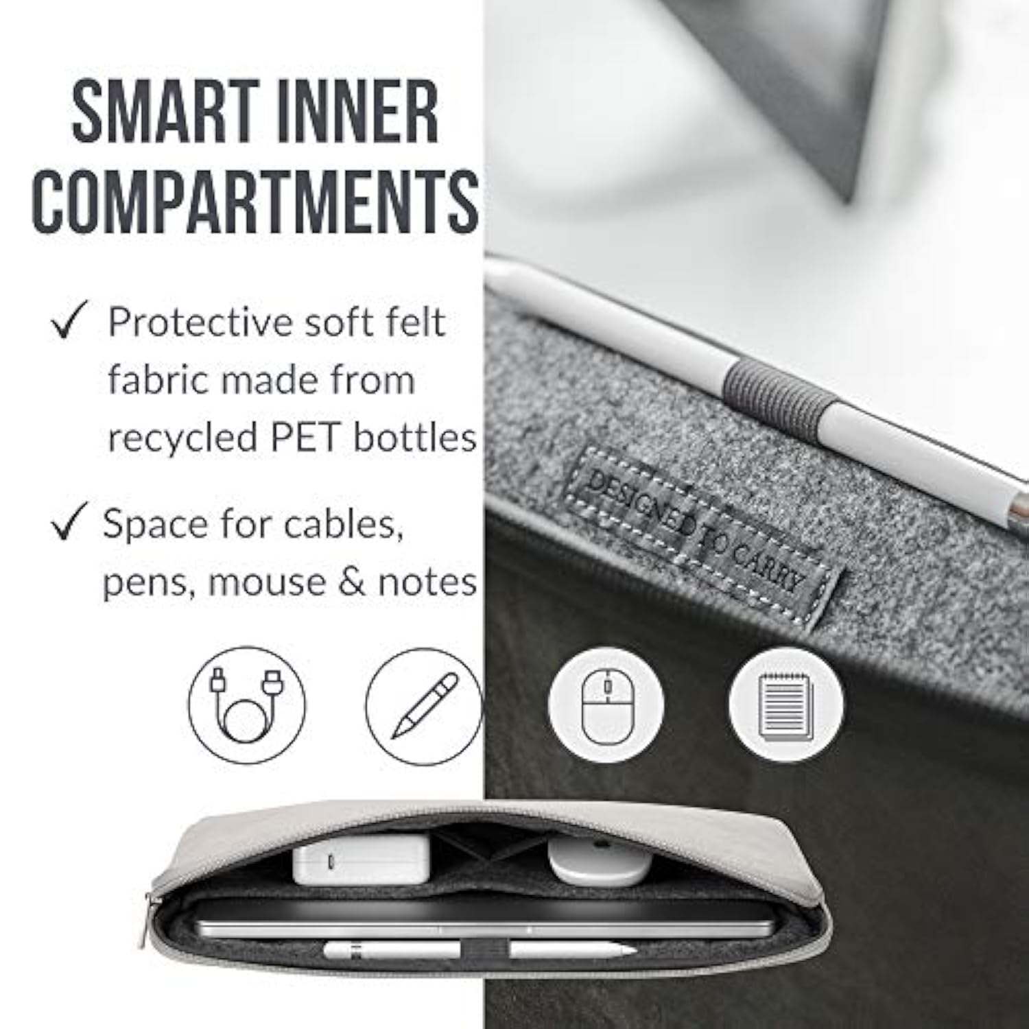 - Sustainable Laptop Sleeve For Macbook 15-16 Inch Sleeve Gray- Made From Paper