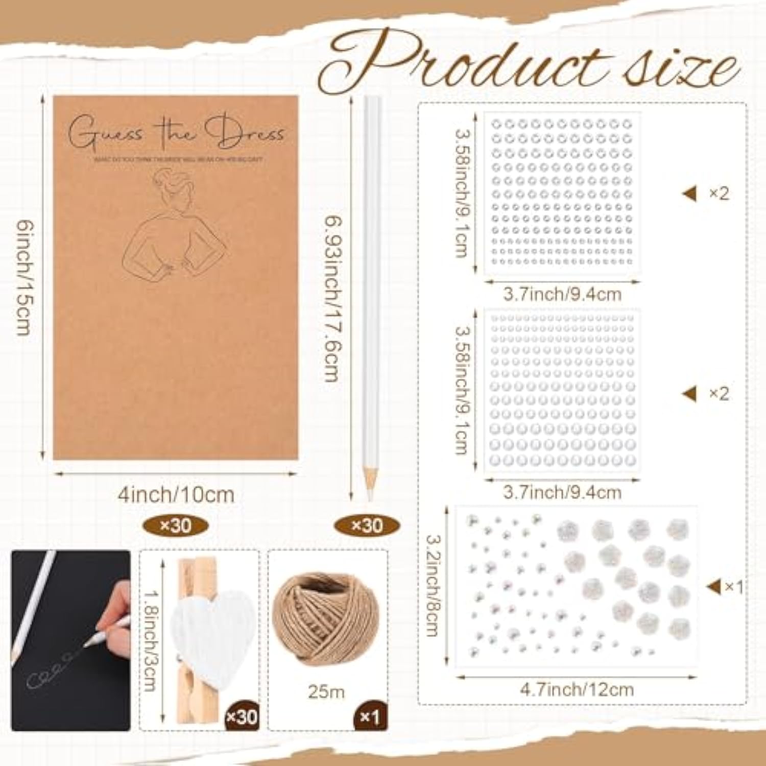 30 Sets Guess The Dress Bridal Shower Games Includes 30 Pcs Wedding Shower Games Cards 30 Heart Clips 30 Water Soluble Pencils 1 String Rope And 5 Stickers Fun Wedding Party Supplies Games Ideas