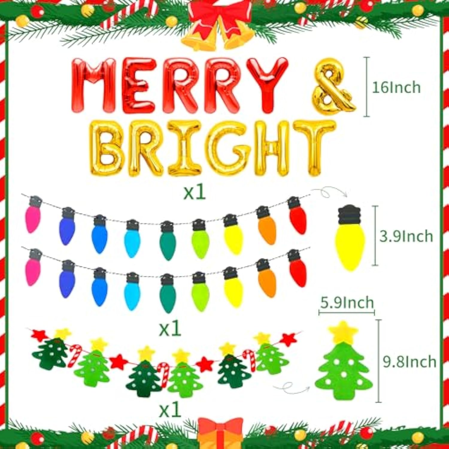 Merry & Bright Balloons Merry And Bright Sign Backdrop Christmas Pajamas Balloons Christmas Party Decoration Supplie