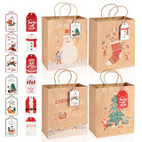 12Pcs Kraft Christmas Gift Bags With Handles, Small Xmas Treat Bags Reusable Gift Bags For Wrapping Gifts, Party Favors And Holiday Decor