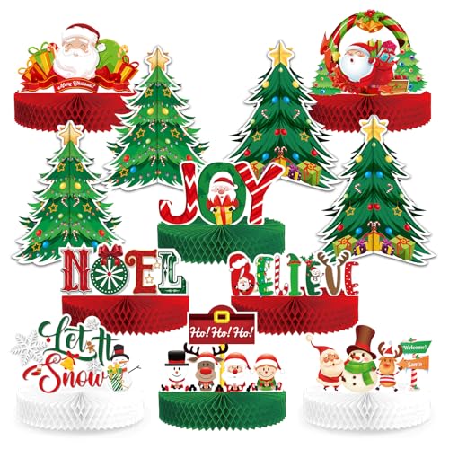 12 Pcs Christmas Honeycomb Table Centerpieces