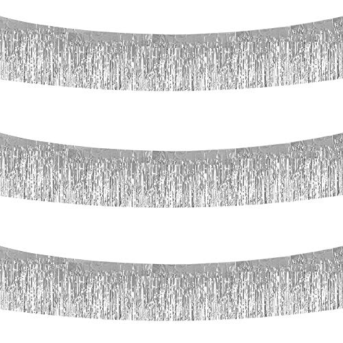 Silver Fringe Garland Banner 3Pack 30ft Wall Tinsel Foil Streamers