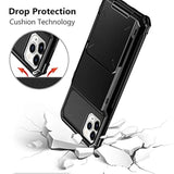 For Iphone 11 Pro Case Wallet With 4-Card Holder Credit Id Slot Flip Door Hidden Pocket Anti-Scratch Dual Layer Hybrid Bumper Armor Protective Hard Shell Back Cover For Iphone 11 Pro 5.8 Black