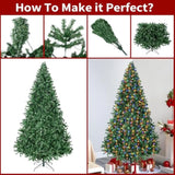 8Ft Prelit Christmas Spruce Artificial Tree With Led Lights, Lighted Christmas Tree?Hinged Full Xmas Tree For Home Party Decoration,750 Led Lights,2168 Branch Tips, Metal Hinges & Foldable Base.