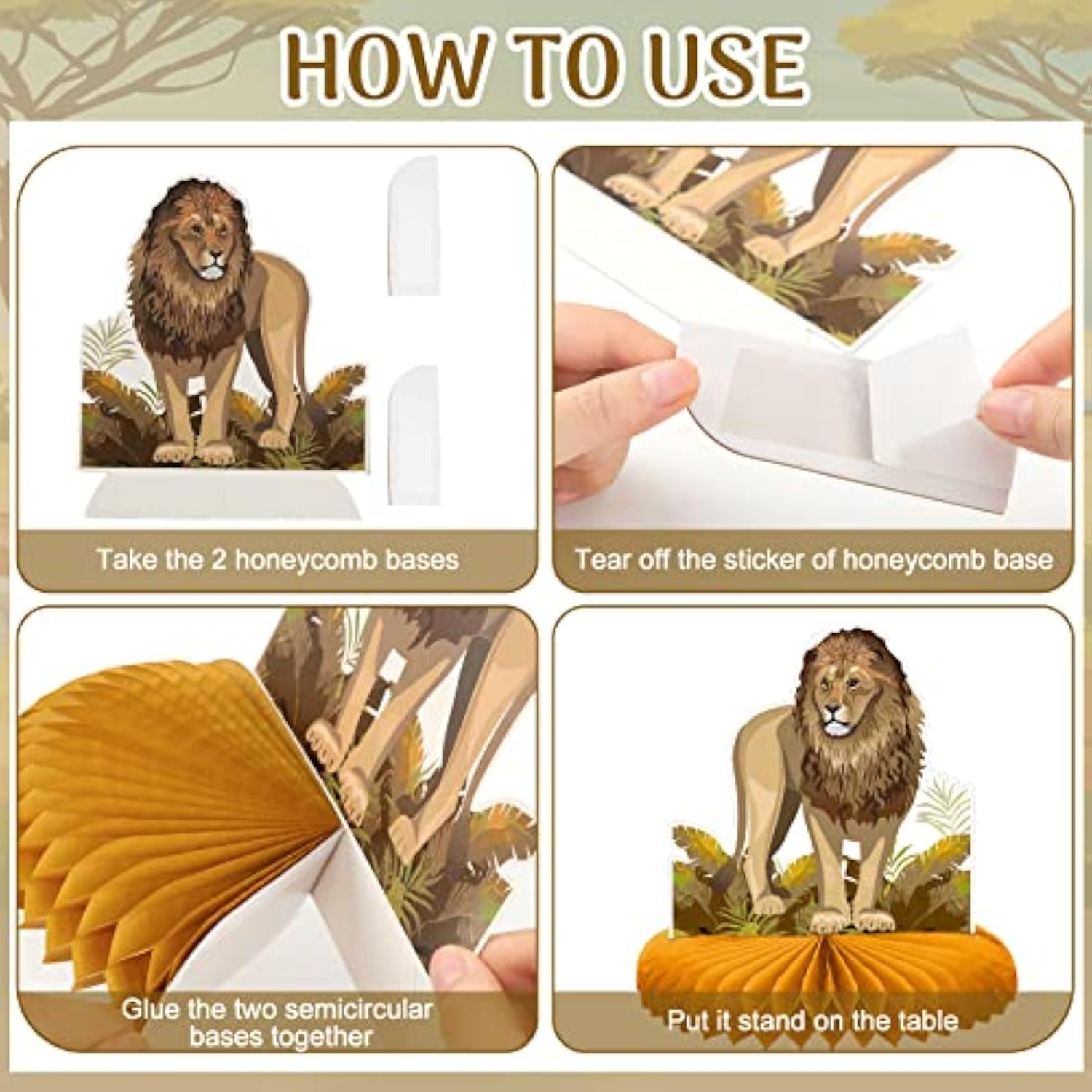 Safari Animal Centerpieces – Jungle Theme Baby Shower & Birthday Decor, Set of 9