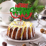 Merry Christmas Red Green Glitter Cake Topper Holiday Party Decoration