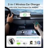 Baseus [All in One] MagSafe Car Mount, 15W Fast Charging Phone Mount for Vent, Magnetic Wireless Charger With 40W USB A Charger and Cable for iPhone 15 14 13 12 Pro Max Plus
