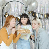 3Pack Silver Foil Fringe Backdrop Curtains, Tinsel Streamers for Parties & Events