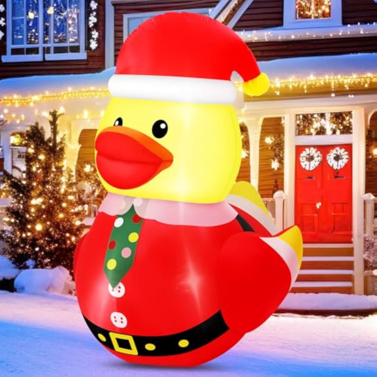 1 Set 5Ft Christmas Inflatables Decoration Outdoor Inflatables Duck With Build-In Leds Lights Giant Blow Up Duck Wear Ch