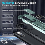 Case For Iphone Xr Phone Cover Built In Slide Camera Lens Cover+Screen Protector,Heavy Duty Shockproof Full Body Phonecase With Finger Ring Holder Kickstand,Dark Green