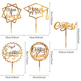 Graduation Cake Topper Gold Acrylic Cake Topper Congrats Grad You Did It Congratulations 5 Design Table Centerpiece Sticks Grad Party Food Appetizer Picks For Cakes Decor Supplies, 10Pcs