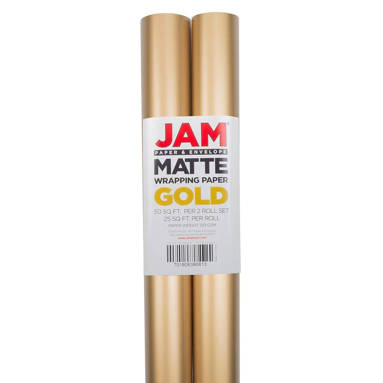 Gift Wrap - Matte Wrapping Paper - 50 Sq Ft Total (30 In X 10 Ft Each) - Matte Gold Foil - 2 Rolls/Pack