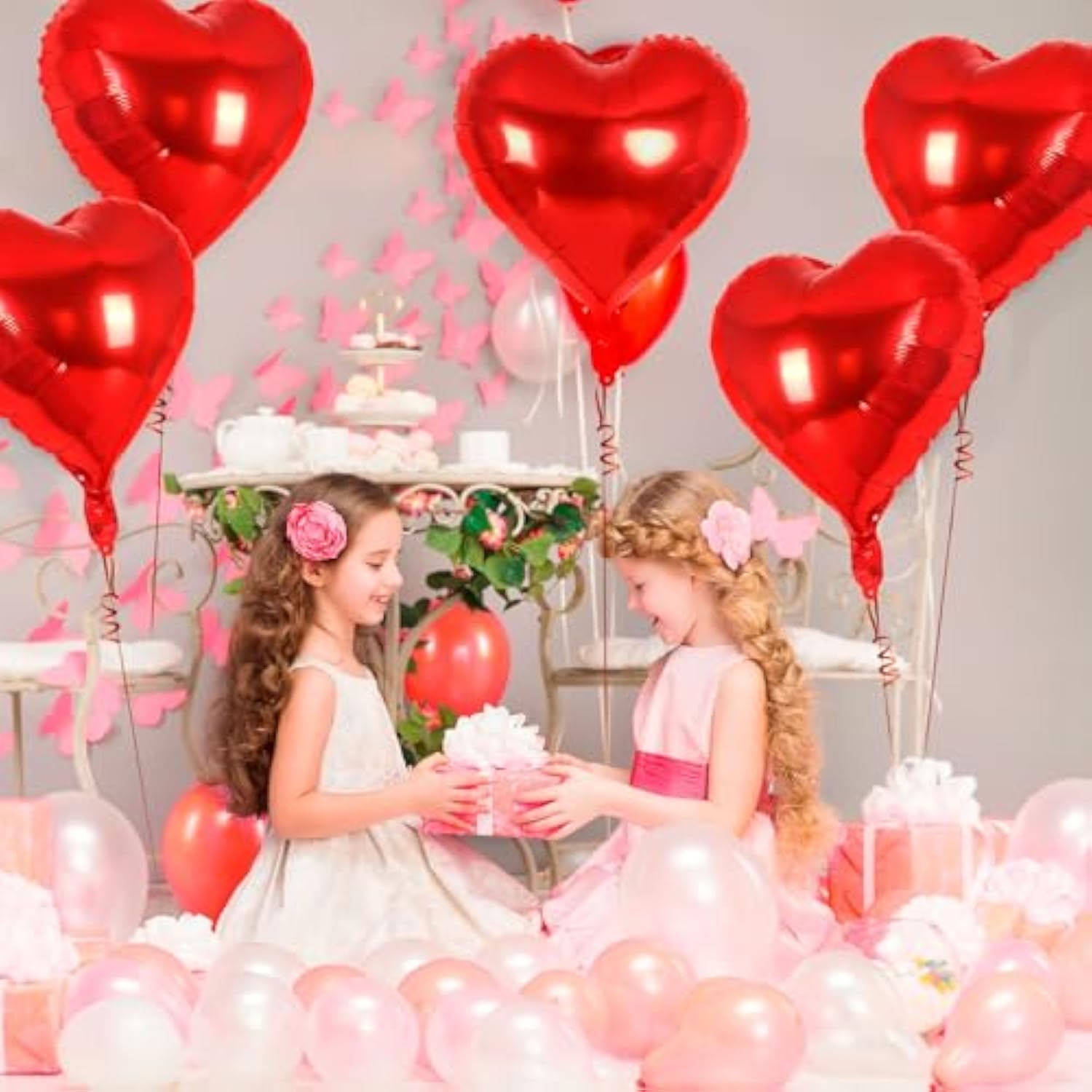 24 Pcs Red Heart Balloons,18 Inch Heart Shape Foil Balloons Love Balloon Valentine Balloon For Birthday Party Wedding Engagement Party Baby Shower Valentine Day Decorations (Red)