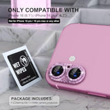 Compatible For Iphone 16 /Iphone 16 Plus Camera Lens Protector, Bling Camera Cover With 9H Tempered Glass Lens Screen Protector Metal Ring Decoration Accessories (Glitter-Pink)