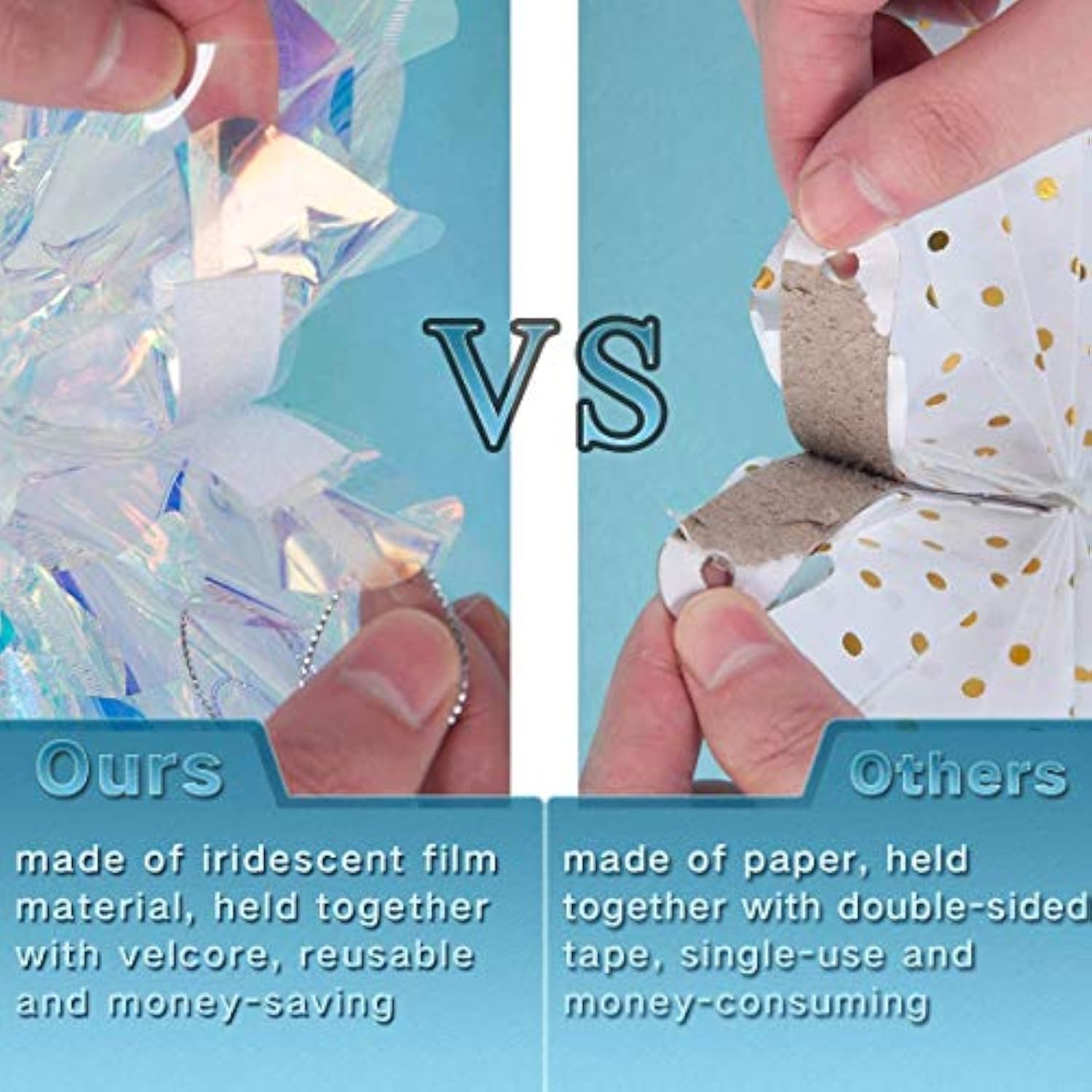 Iridescent Party Decorations With Hanging Honeycomb Ball Decorative Paper Fan Snowflake Garlands Birthday Wedding Christmas Disco Party Supplies