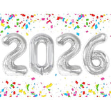 40-Inch Silver "2026" Number Balloons Large Foil New Year’s & Graduation Decor