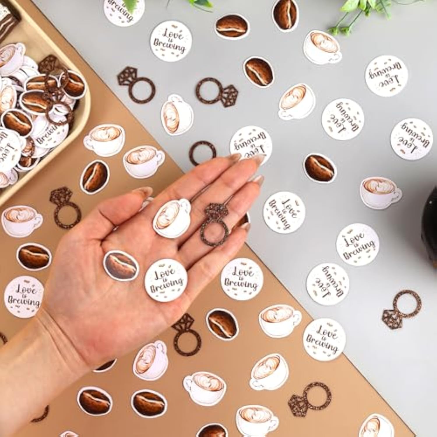 200 Pcs Coffee Confetti Love Is Brewing Bridal Shower Table Decorations