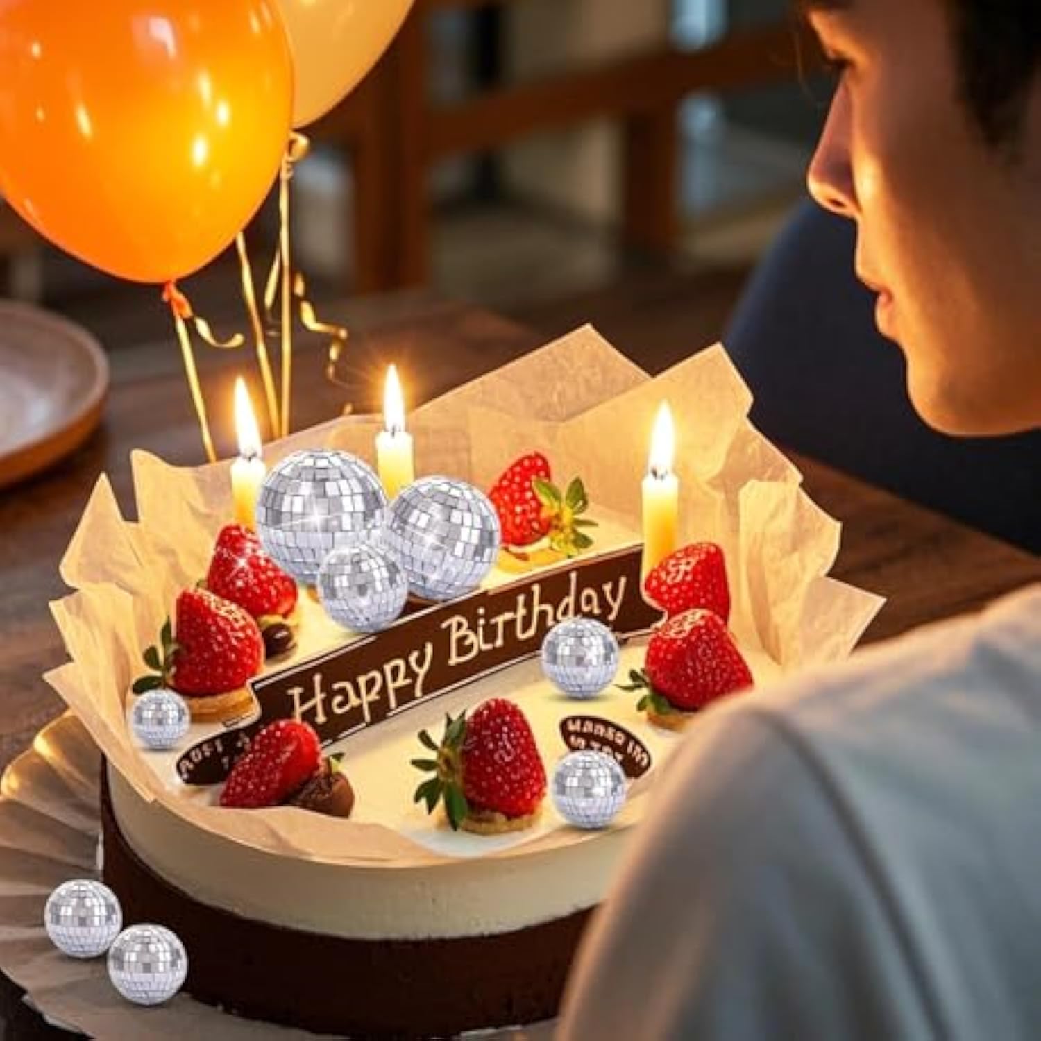 10Pcs Disco Ball Cake Toppers, Happy Birthday Cake Topper Set, 1970S Disco Ball Cake Picks For Cupcakes & Cakes, Fun 70S Disco Party Decorations & Retro Party Supplies